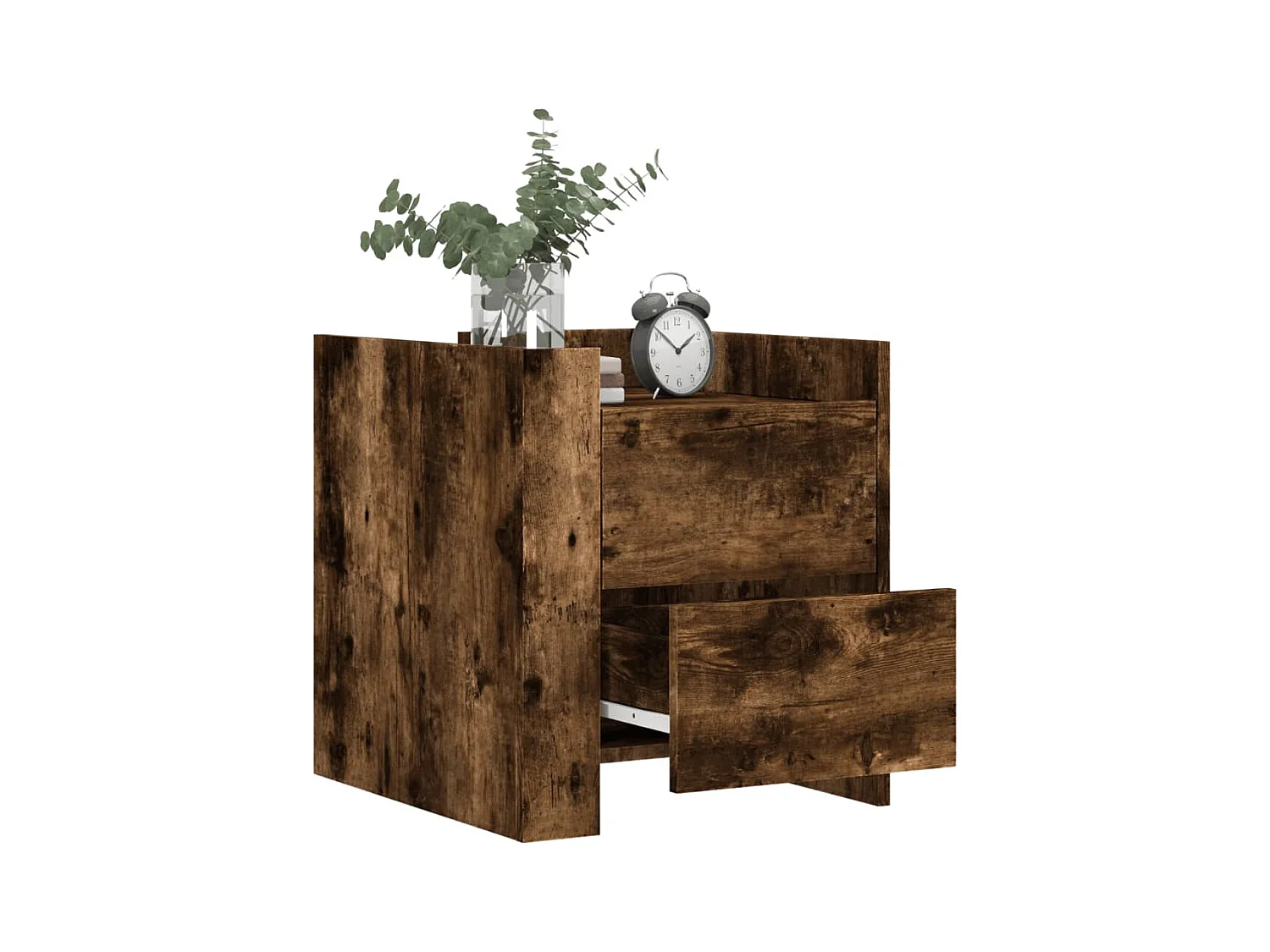 Mesita de noche | Mesilla de noche madera de ingeniería roble ahumado 45x50x50 cm