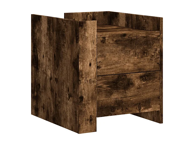 Table de chevet-Table d'appoint Compartiments ouverts chêne fumé 45x50x50 cm bois d'ingénierie