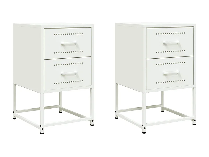 Tables de chevet lot de 2 avec tiroirs blanc 36x39x60,5 cm acier