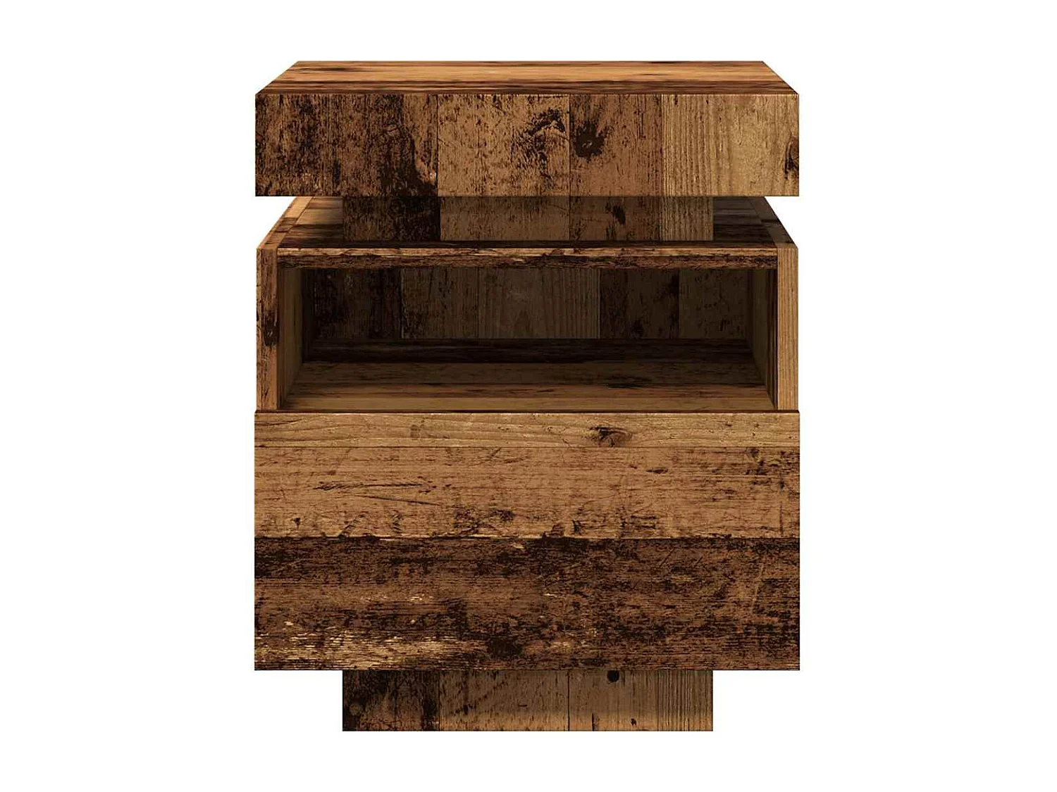 Nachttische mit LED-Leuchten 2er Set | Beistelltisch Altholz-Optik 40x39x48,5 cm SHL76672