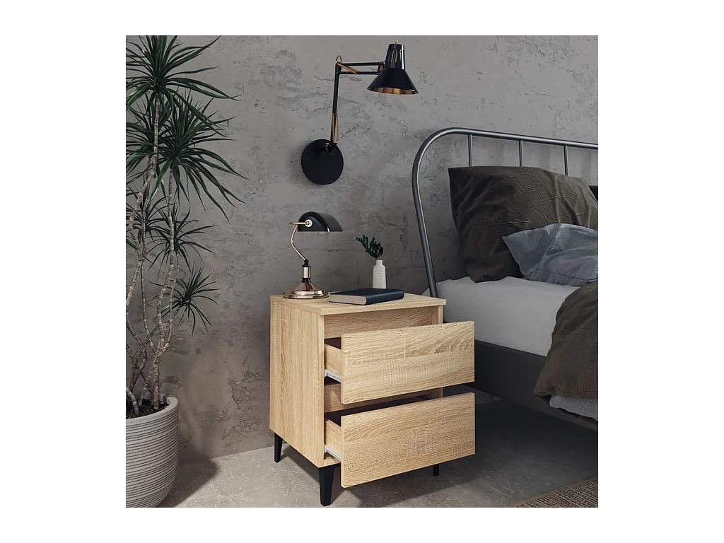 Mesitas de noche | Mesilla de noche 2 uds contrachapada roble Sonoma 40x35x50 cm