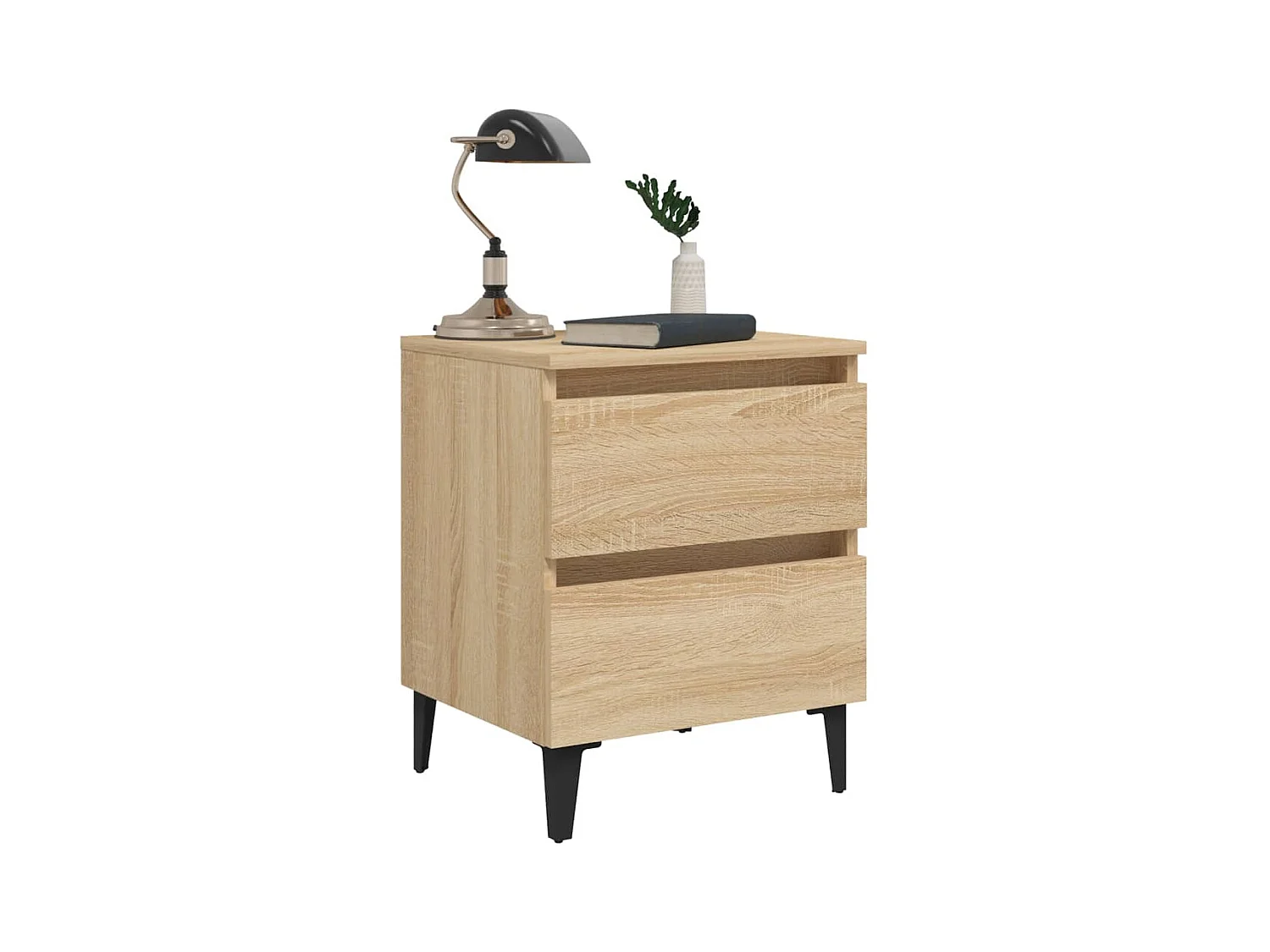 Mesitas de noche | Mesilla de noche 2 uds contrachapada roble Sonoma 40x35x50 cm