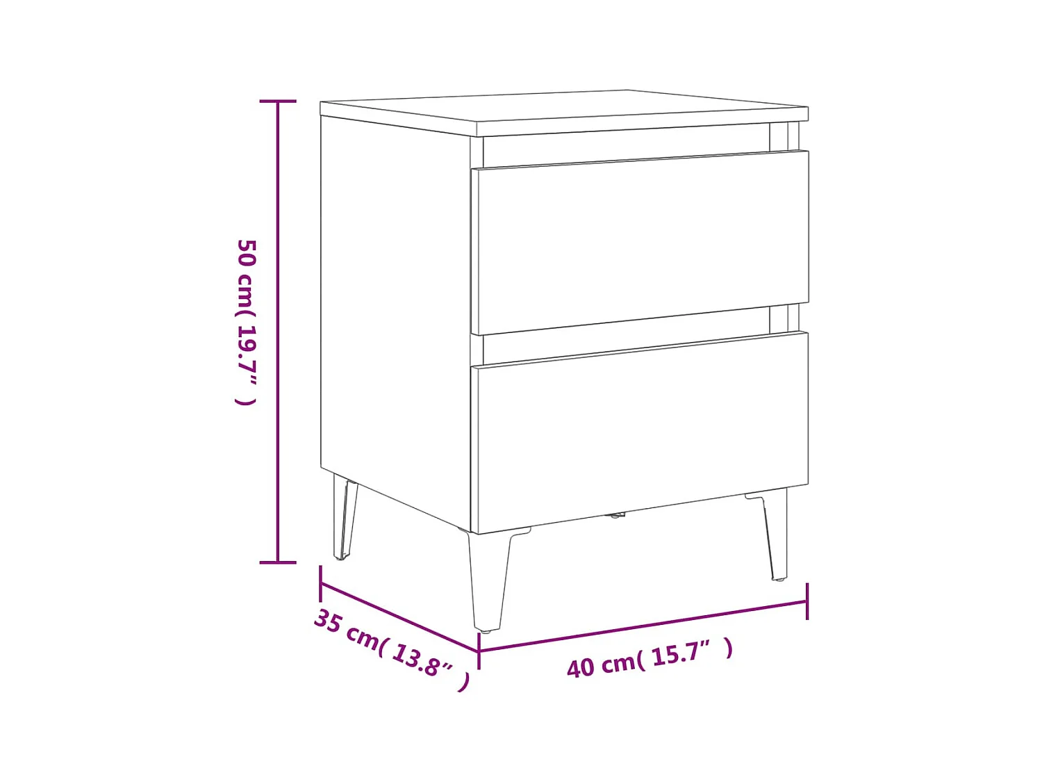 Mesitas de noche | Mesilla de noche 2 uds contrachapada roble Sonoma 40x35x50 cm