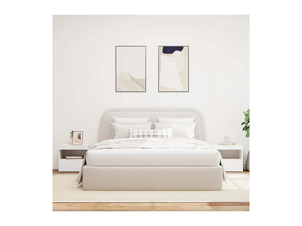 Mesitas de noche | Mesilla de noche con luces LED 2 unidades blanco 50x40x45 cm