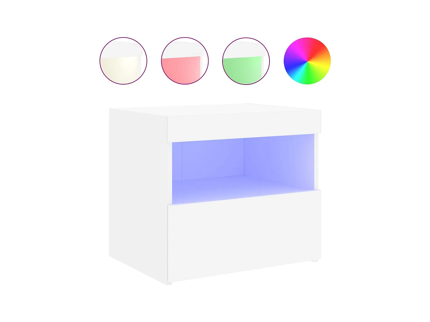 Mesitas de noche | Mesilla de noche con luces LED 2 unidades blanco 50x40x45 cm