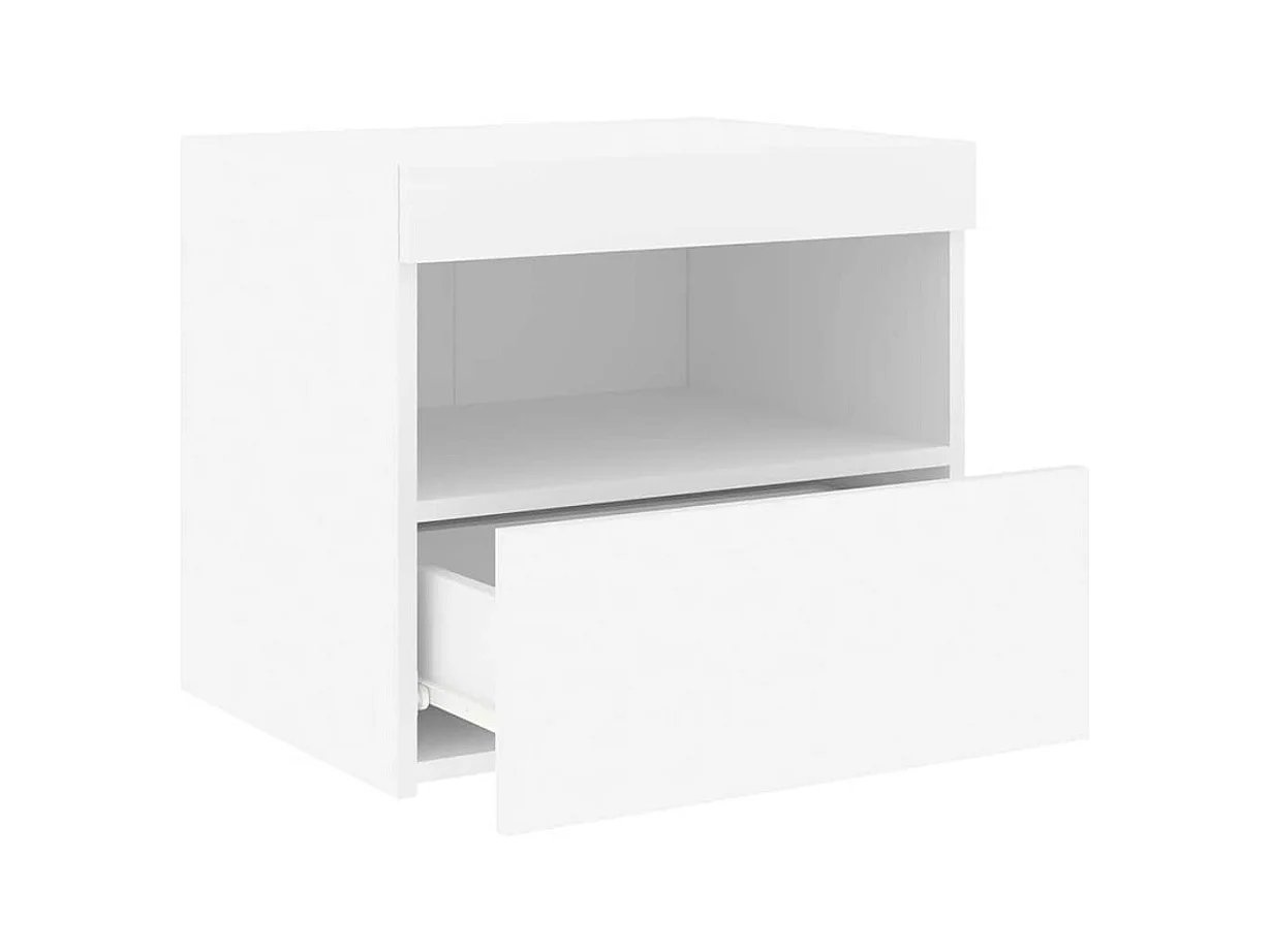 Mesitas de noche | Mesilla de noche con luces LED 2 unidades blanco 50x40x45 cm