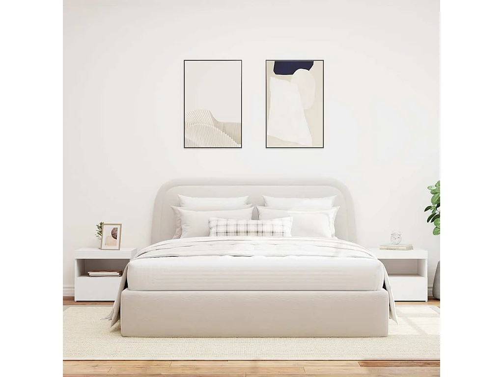 Nachttische mit LED-Leuchten 2er Set | Beistelltisch Weiß 50x40x45 cm SHL43491