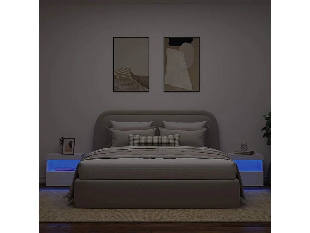 Nachttische mit LED-Leuchten 2er Set | Beistelltisch Weiß 50x40x45 cm SHL43491