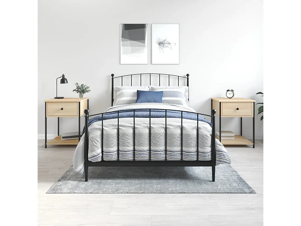 Nachttisch 2er Set-Beistelltisch-Nachttischkommode Sonoma-Eiche 44x45x58 cm Holzwerkstoff SHL80243