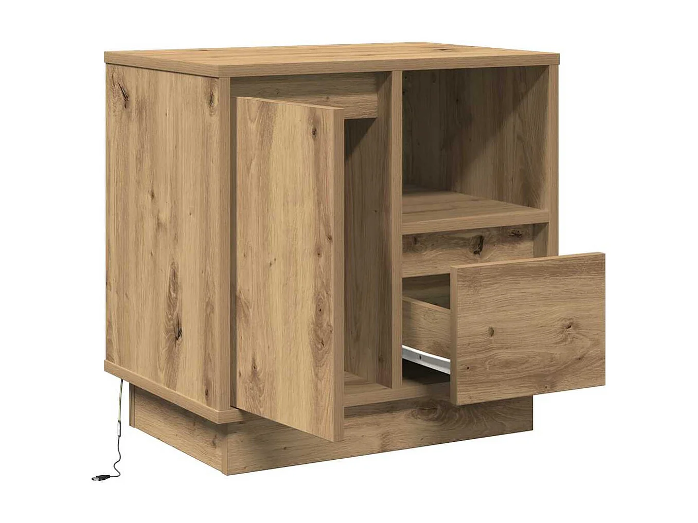 Lot de 2 Tables de chevet avec rangement chêne artisanal 50x34.5x50 cm.