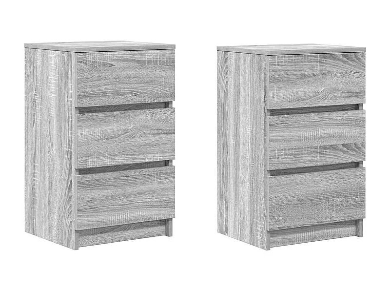 Lot de 2 Tables de chevet avec 3 tiroirs sonoma gris 39x35x65 cm