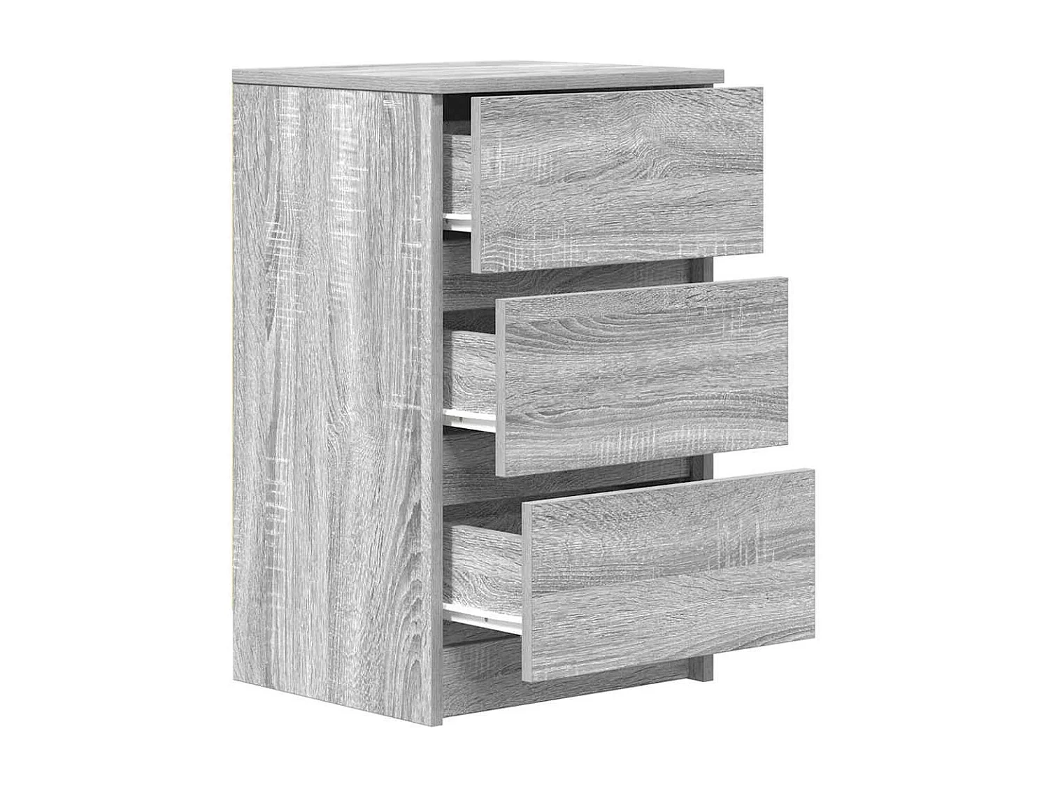 Pack 2 uds Mesilla de noche | Mesitas de noche con 3 cajones gris Sonoma 39x35x65 cm