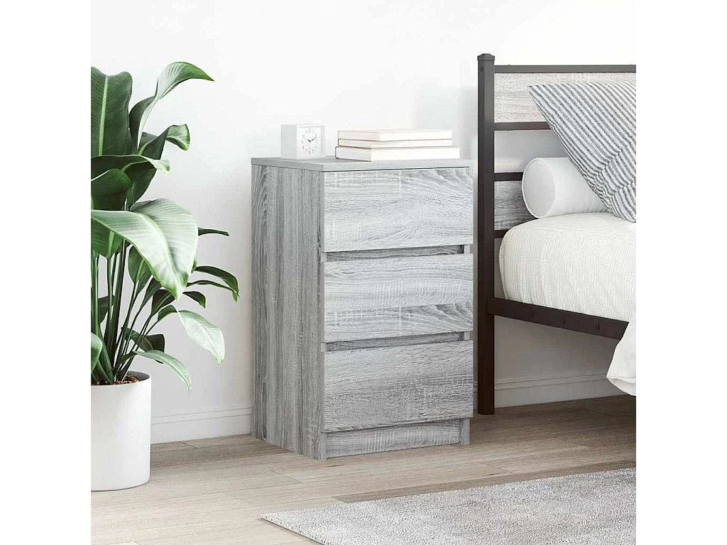 Nachttische mit 3 Schubladen 2 Stk. Grau Sonoma 39x35x65 cm SHL95160