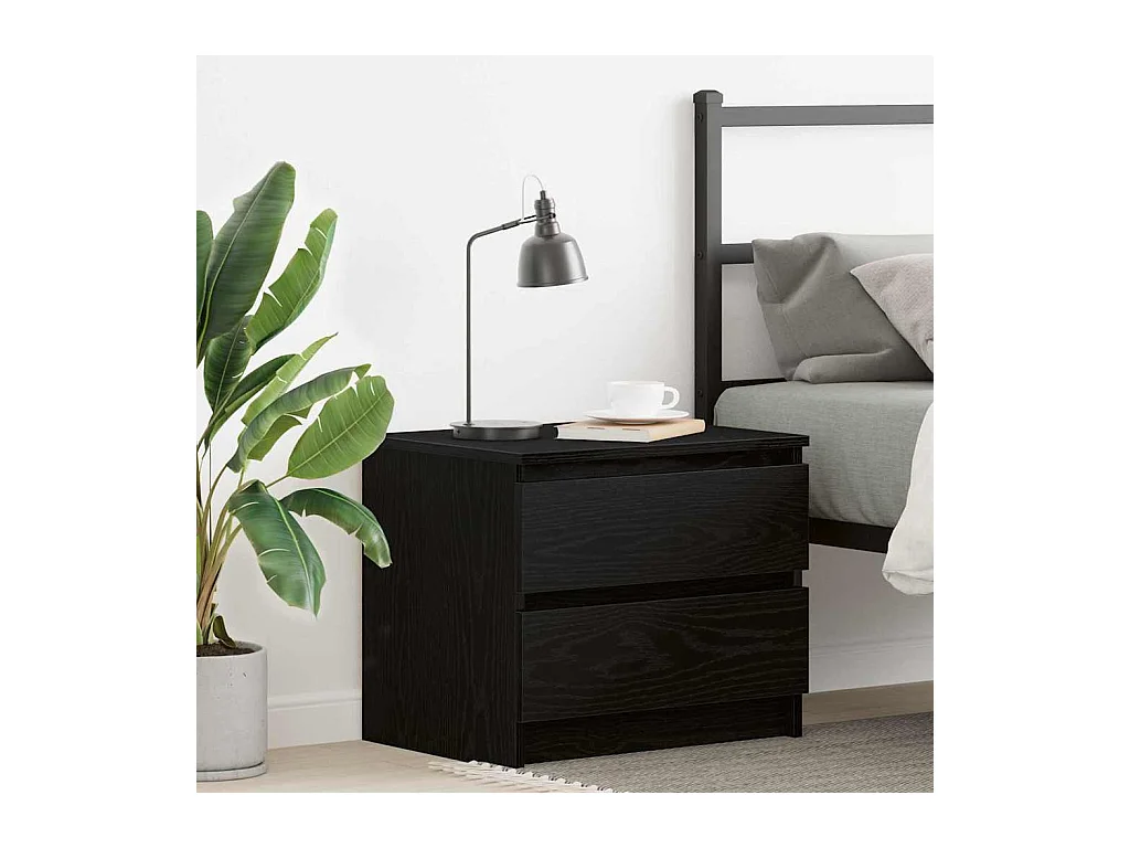 Table de chevet-Table d'appoint avec tiroir Chêne noir 50x40x43.5 cm