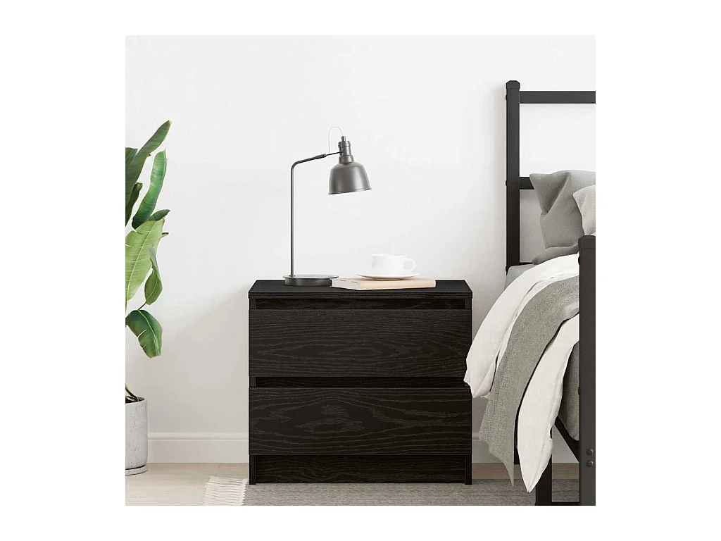 Table de chevet-Table d'appoint avec tiroir Chêne noir 50x40x43.5 cm