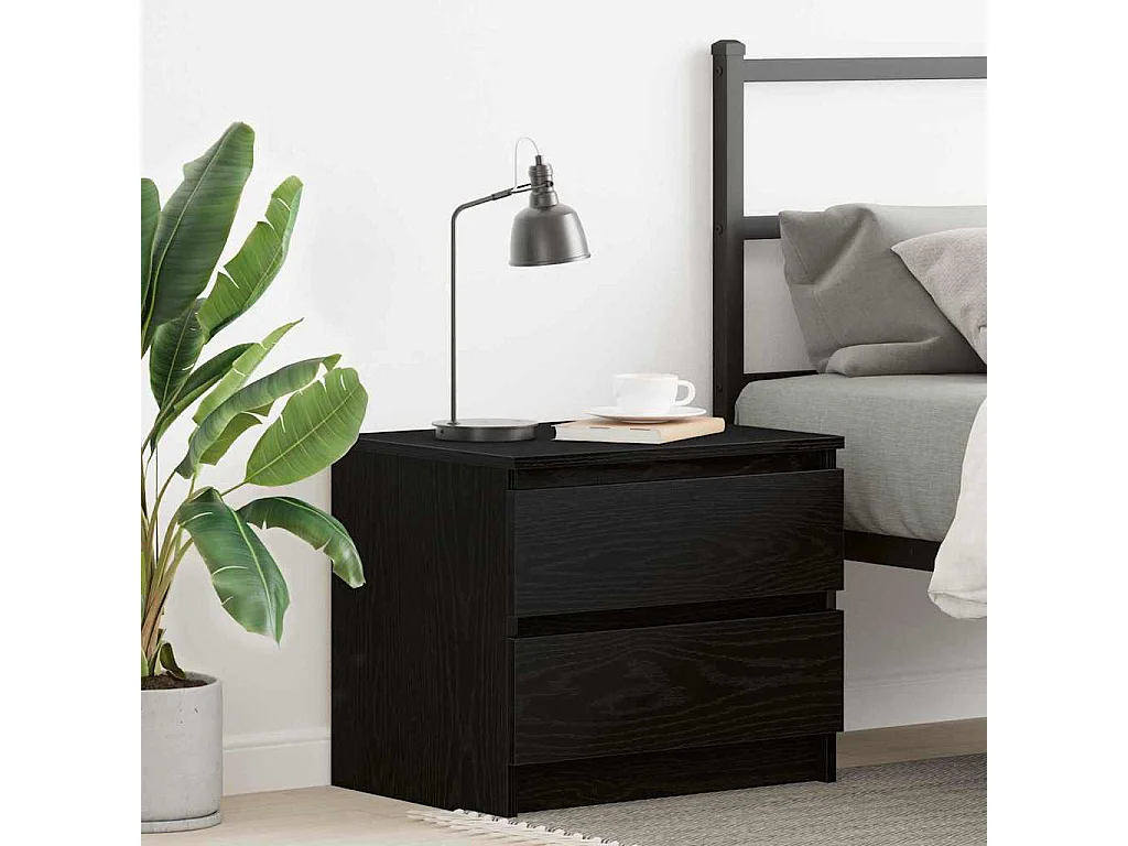 Nachttisch-Beistelltisch Schwarz Eichen-Optik 50 x 40 x 43,5 cm Holzwerkstoff SHL40306