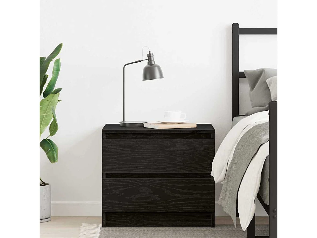 Nachttisch-Beistelltisch Schwarz Eichen-Optik 50 x 40 x 43,5 cm Holzwerkstoff SHL40306