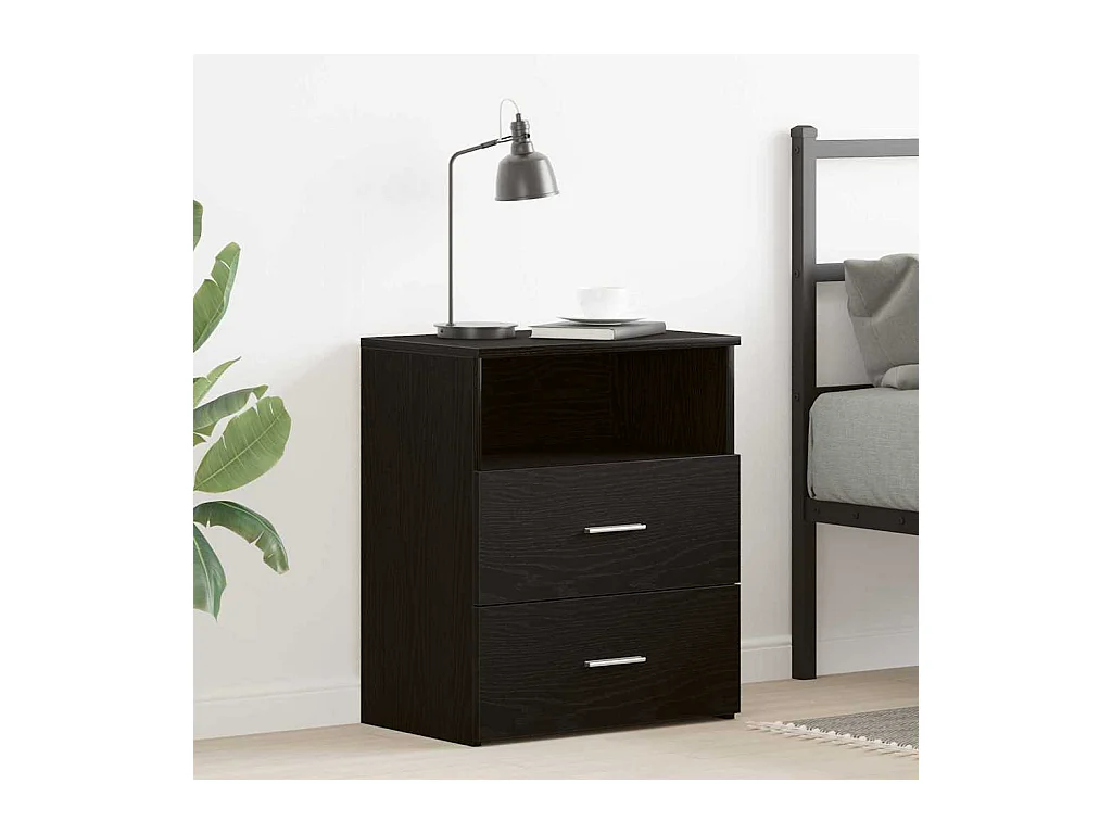 Table de chevet-Table d'appoint noir chêne 50x32x60cm en bois d'ingénierie