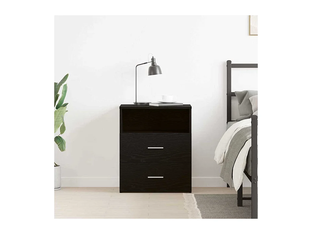 Table de chevet-Table d'appoint noir chêne 50x32x60cm en bois d'ingénierie