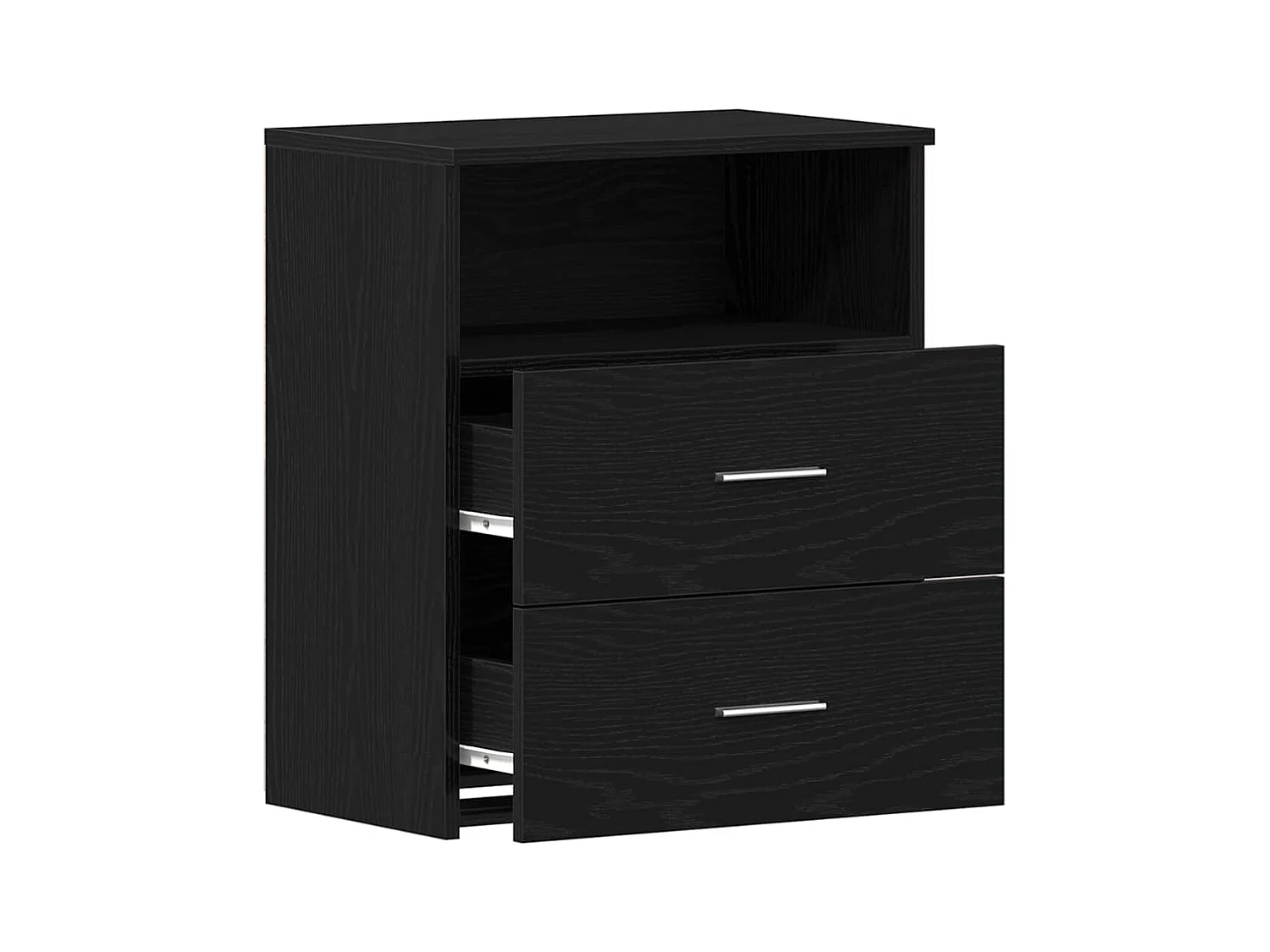 Table de chevet-Table d'appoint noir chêne 50x32x60cm en bois d'ingénierie