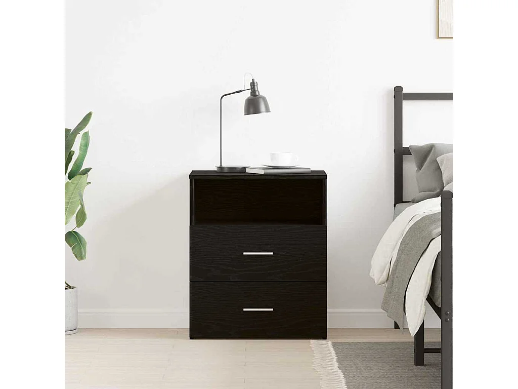 Mesita de noche | Mesilla de noche Roble negro 50x32x60cm Madera contrachapada