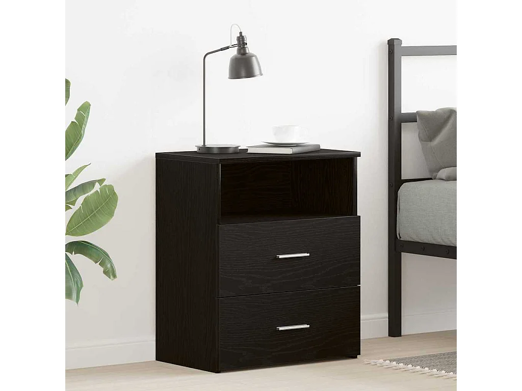 Table de chevet-Table d'appoint noir chêne 50x32x60cm en bois d'ingénierie