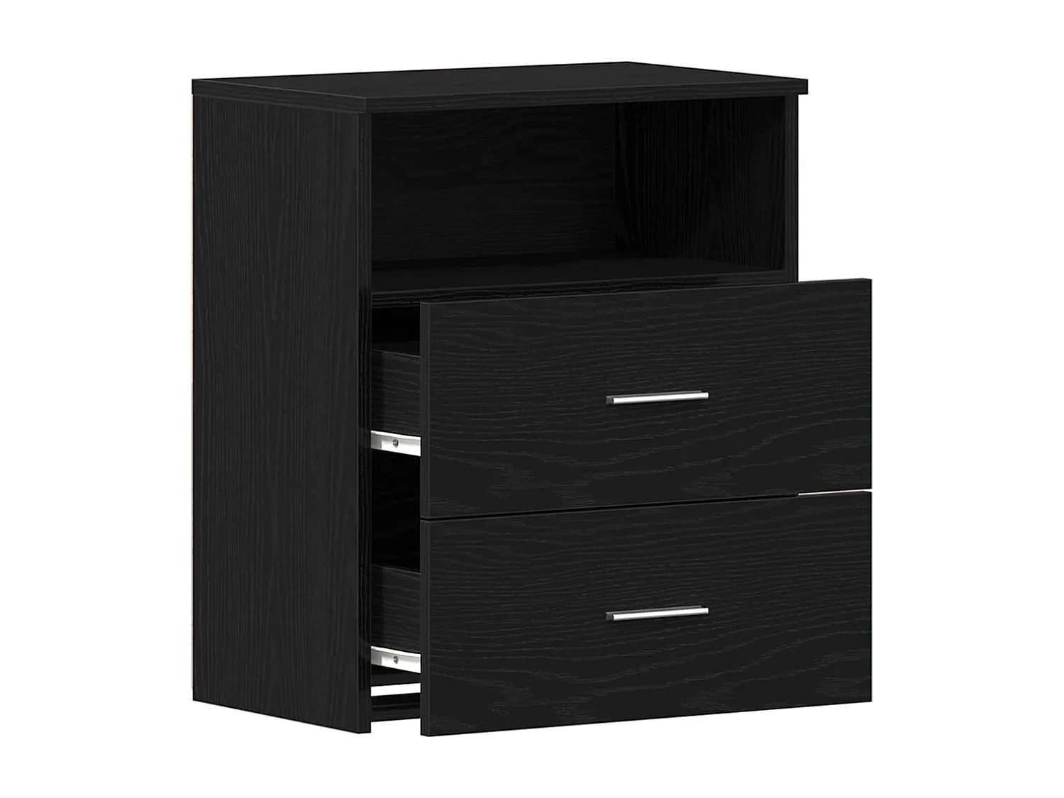 Table de chevet-Table d'appoint noir chêne 50x32x60cm en bois d'ingénierie