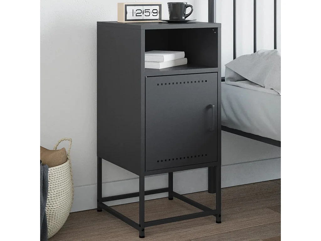Nachttisch-Beistelltisch-Nachtschrank Anthrazit 36x39x78 cm Stahl SHL38226