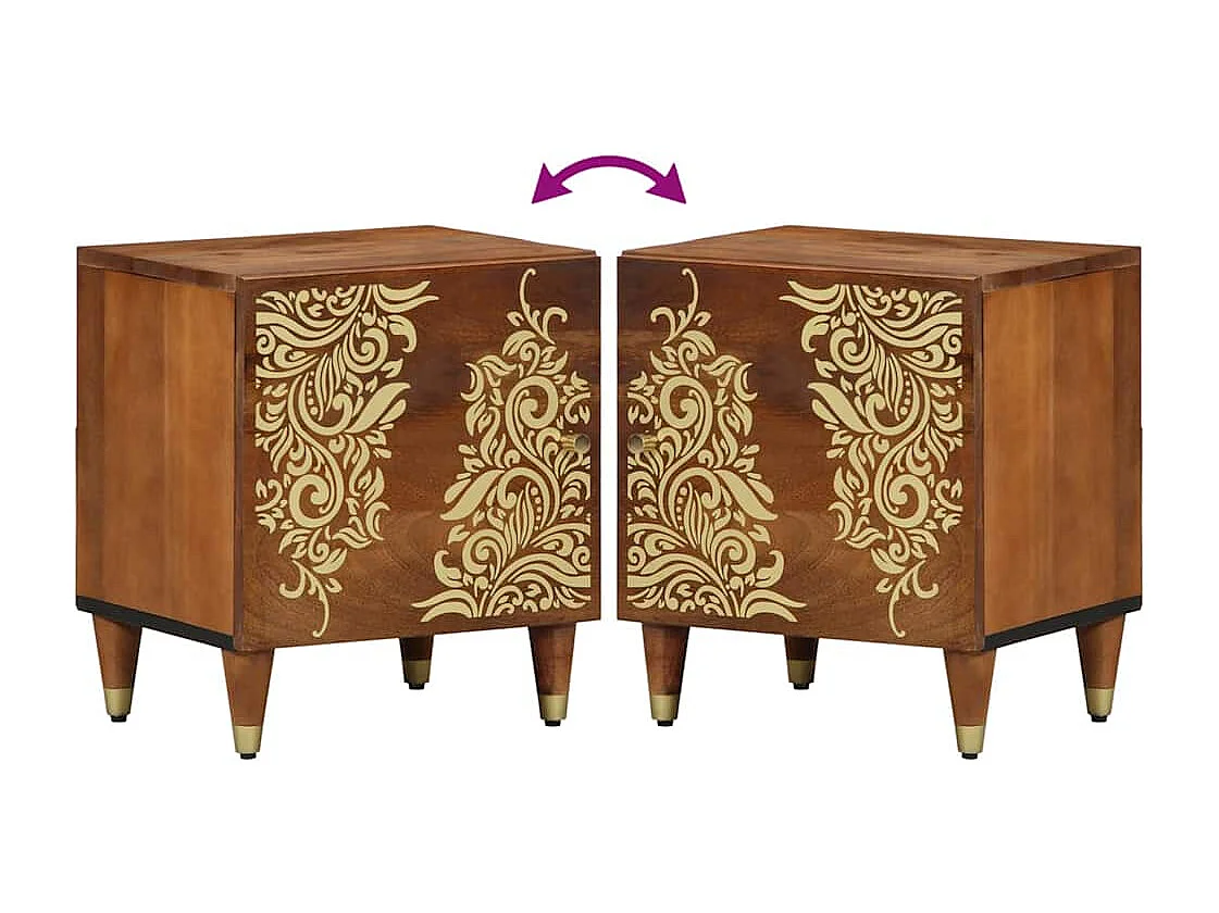 Nachttisch-Beistelltisch mit Tür Honigbraun 40 x 33 x 46 cm Massivholz Mango SHL41532