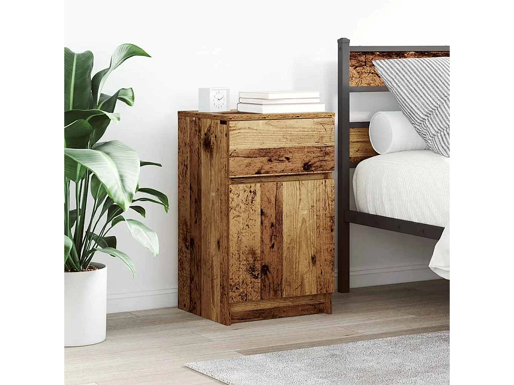 Mesitas de noche | Mesilla de noche 2 uds madera contrachapada madera vieja 39x35x65cm