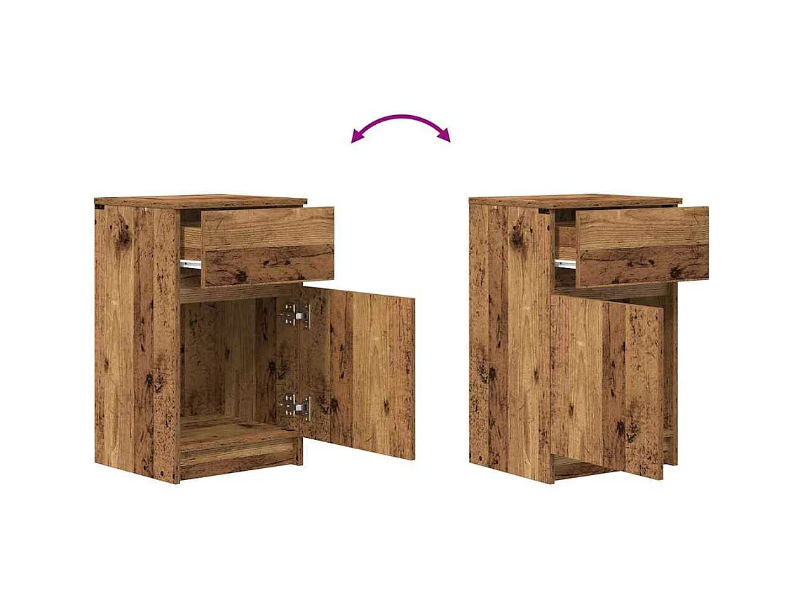 Mesitas de noche | Mesilla de noche 2 uds madera contrachapada madera vieja 39x35x65cm