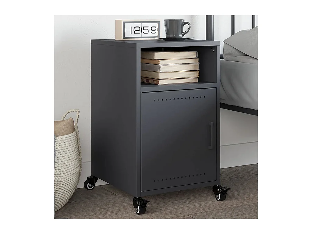 Table de chevet Étroite-Table d'appoint-Table de nuit anthracite 36x39x59 cm acier