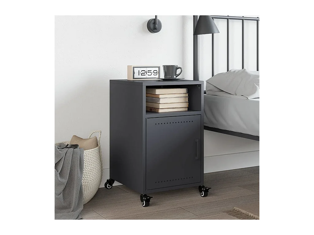 Table de chevet Étroite-Table d'appoint-Table de nuit anthracite 36x39x59 cm acier