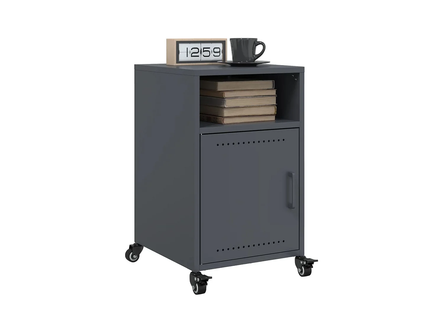 Table de chevet Étroite-Table d'appoint-Table de nuit anthracite 36x39x59 cm acier