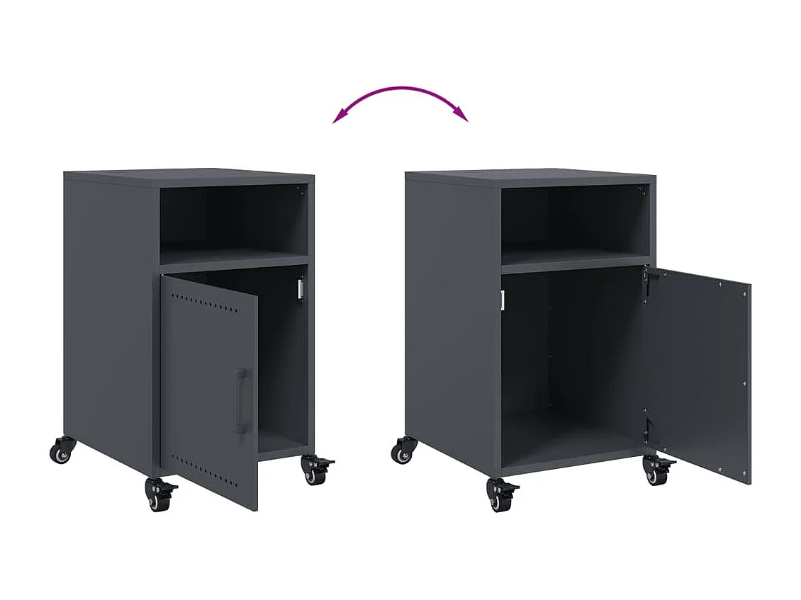 Nachttisch-Beistelltisch-Nachtschrank Anthrazit 36x39x59 cm Stahl SHL70031