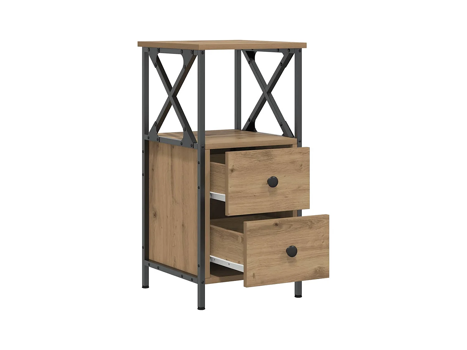 Mesita de noche | Mesilla de noche madera ingeniería roble artisan 34x35,5x70 cm