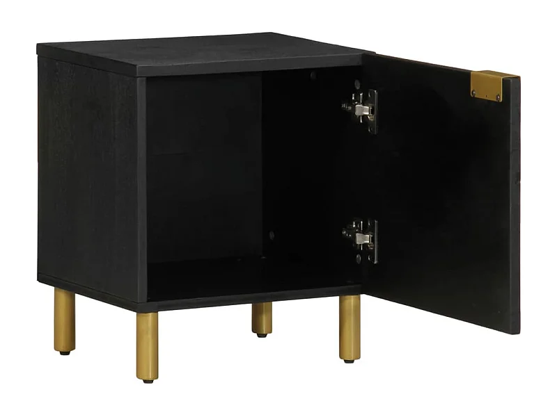 Mesita de noche | Mesilla de noche de madera maciza de mango negra 40x33x46 cm