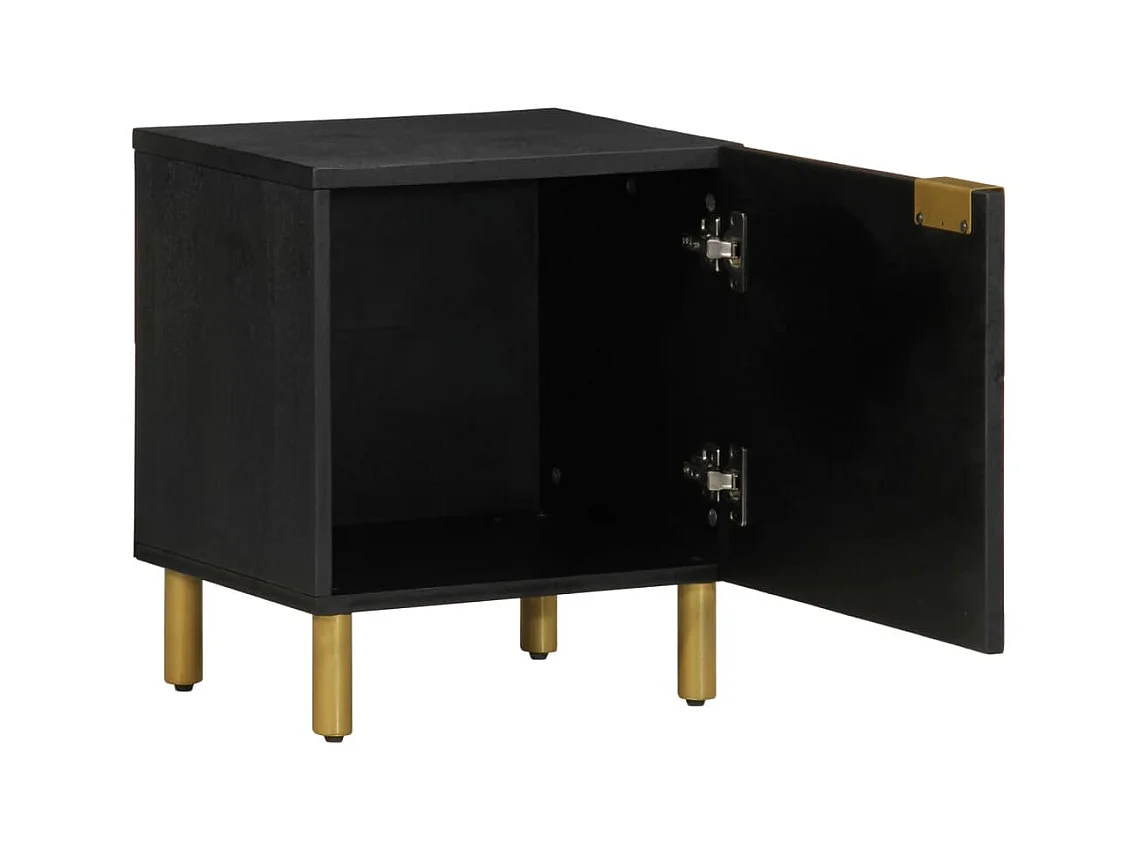 Mesita de noche | Mesilla de noche de madera maciza de mango negra 40x33x46 cm
