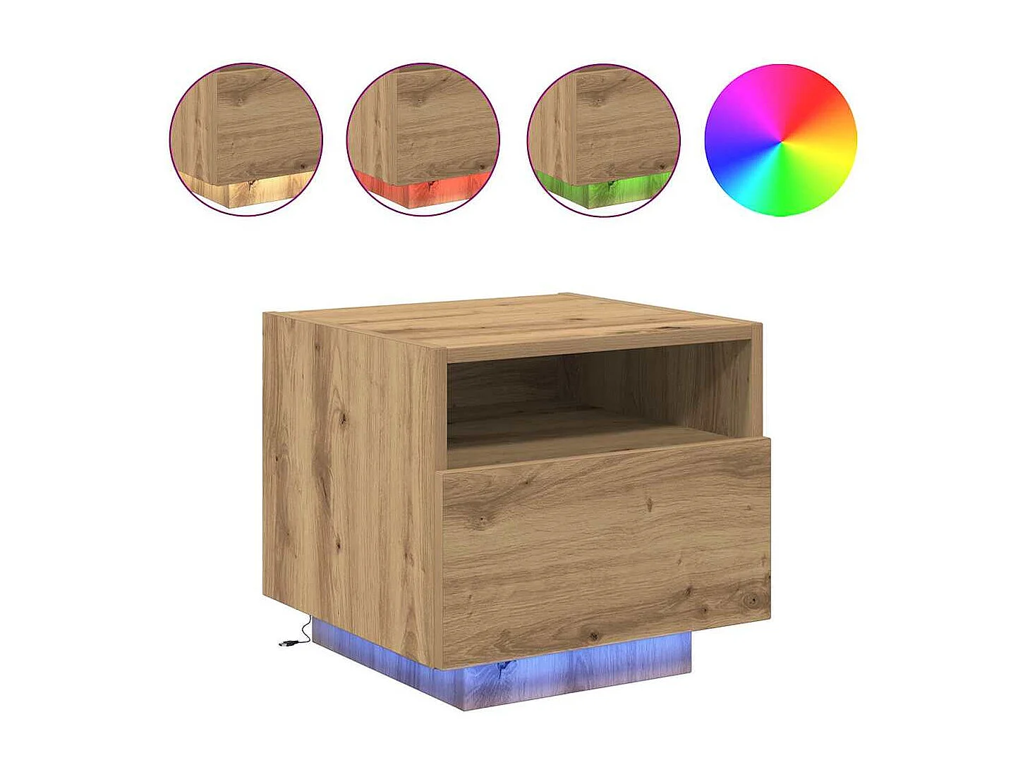 Mesita de Noche | Armario de Noche | Mesa auxiliar con cajón 2 uds. Roble artisan 40x39x37 cm