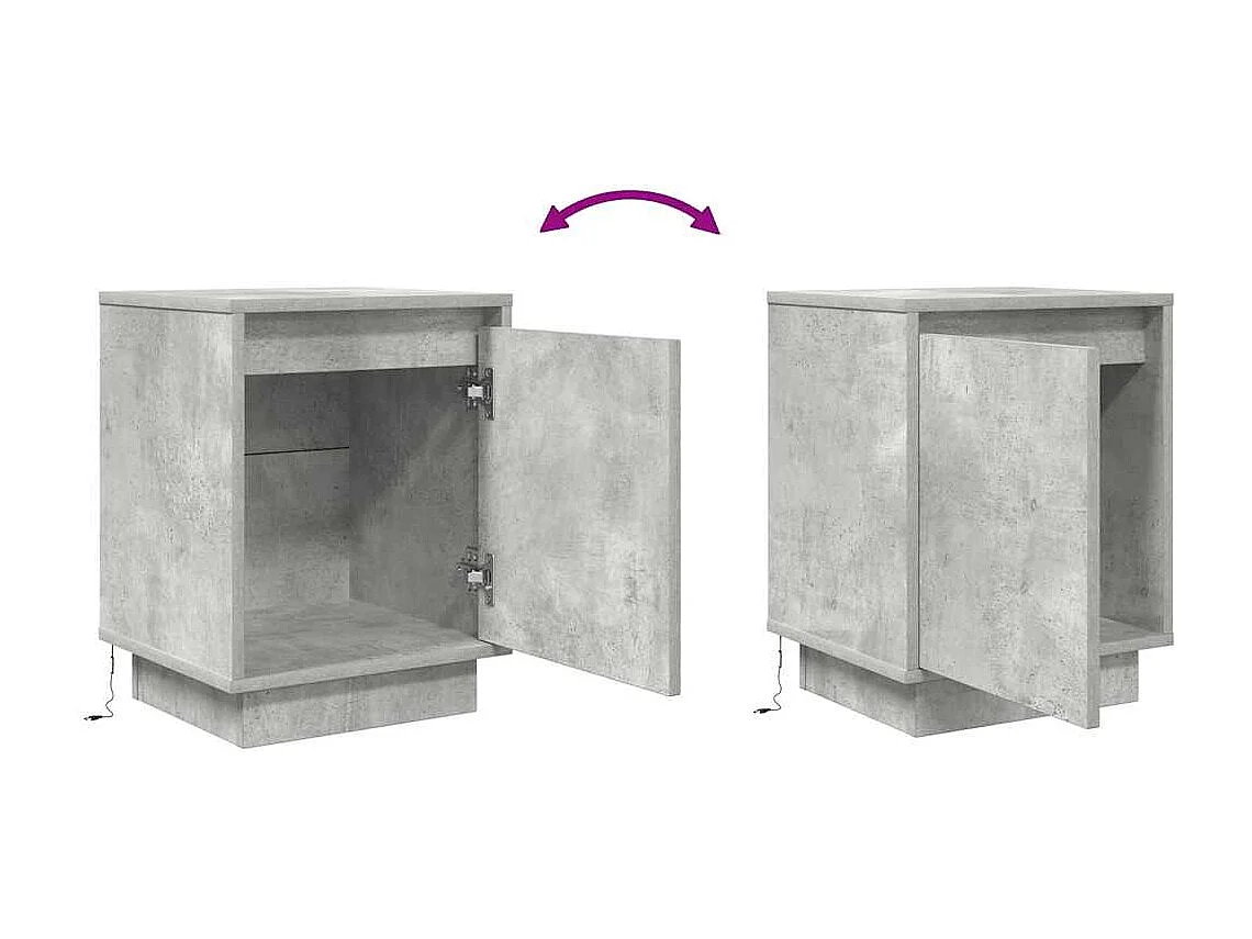 Nachttisch-Beistelltisch mit LED-Leuchten Betongrau 38x34x50 cm SHL65296