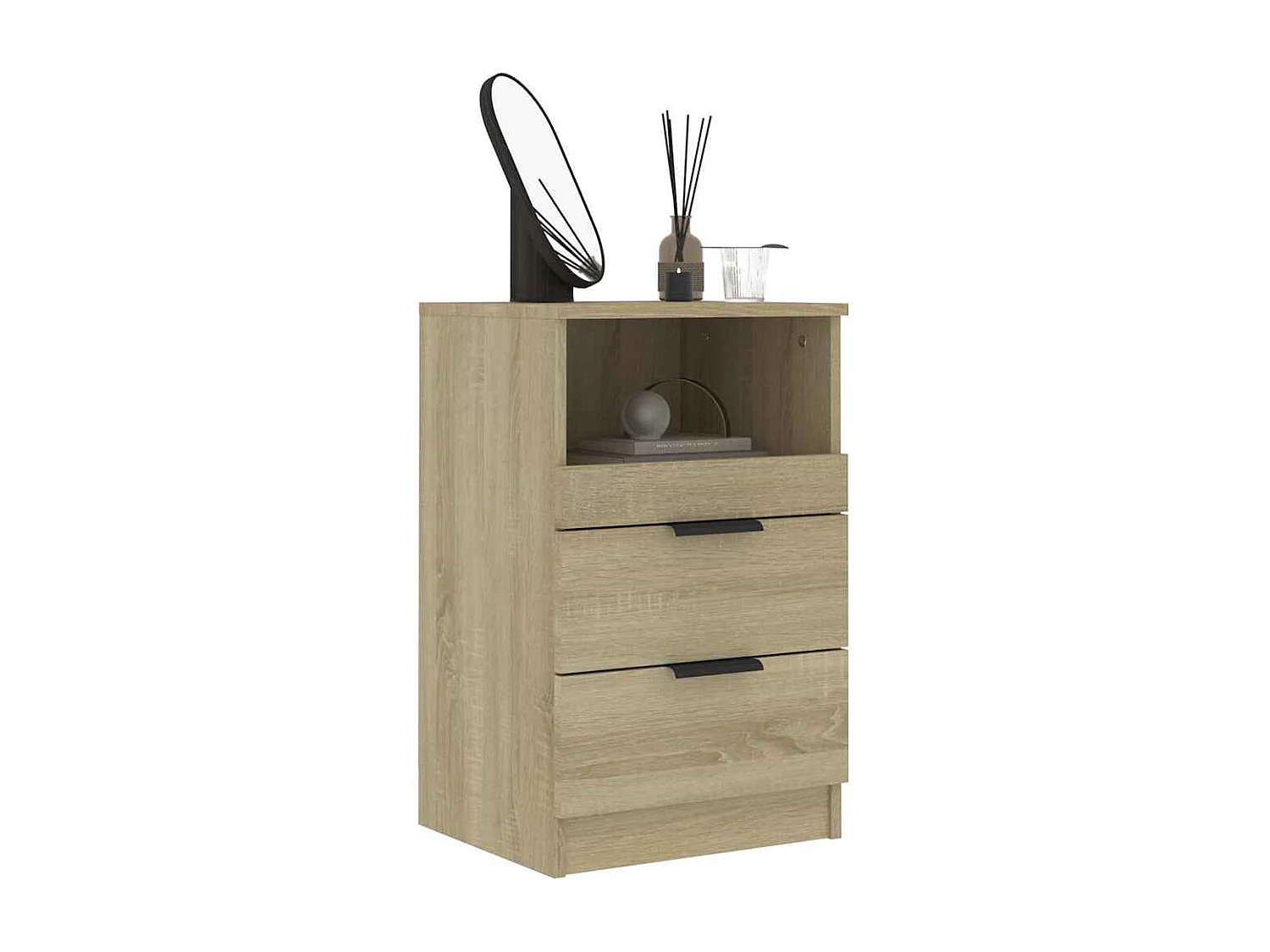 Mesita de noche | Mesilla de noche madera contrachapada color roble Sonoma