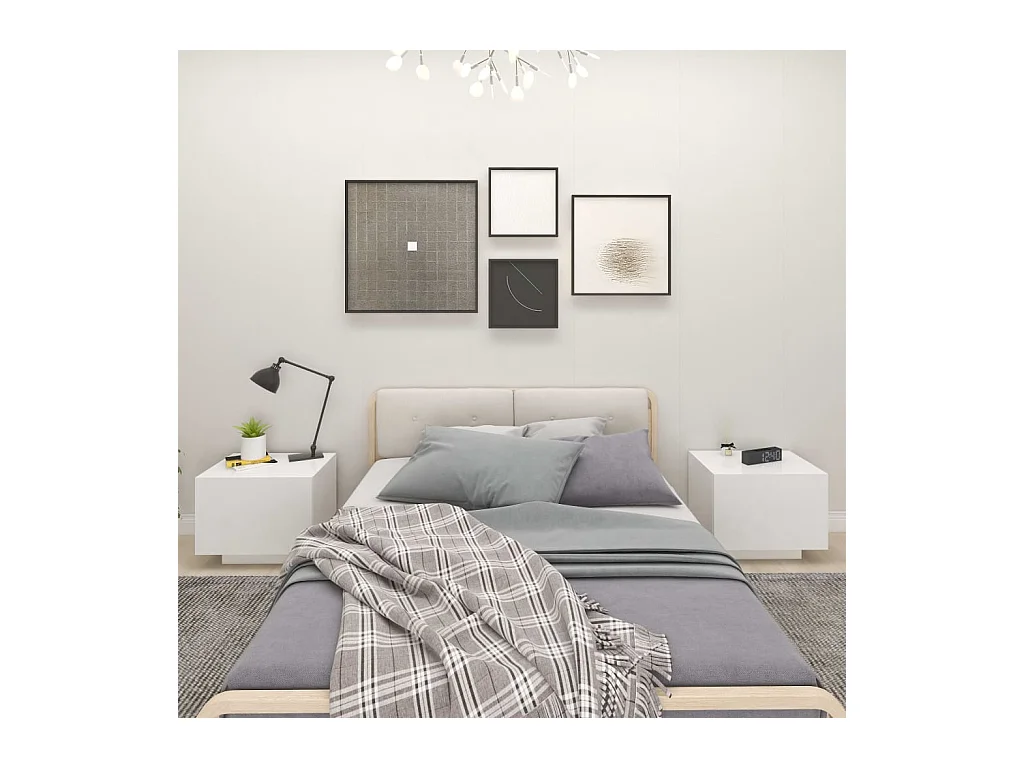 Mesita de noche | Mesilla de noche madera de ingeniería blanco 100x35x40 cm