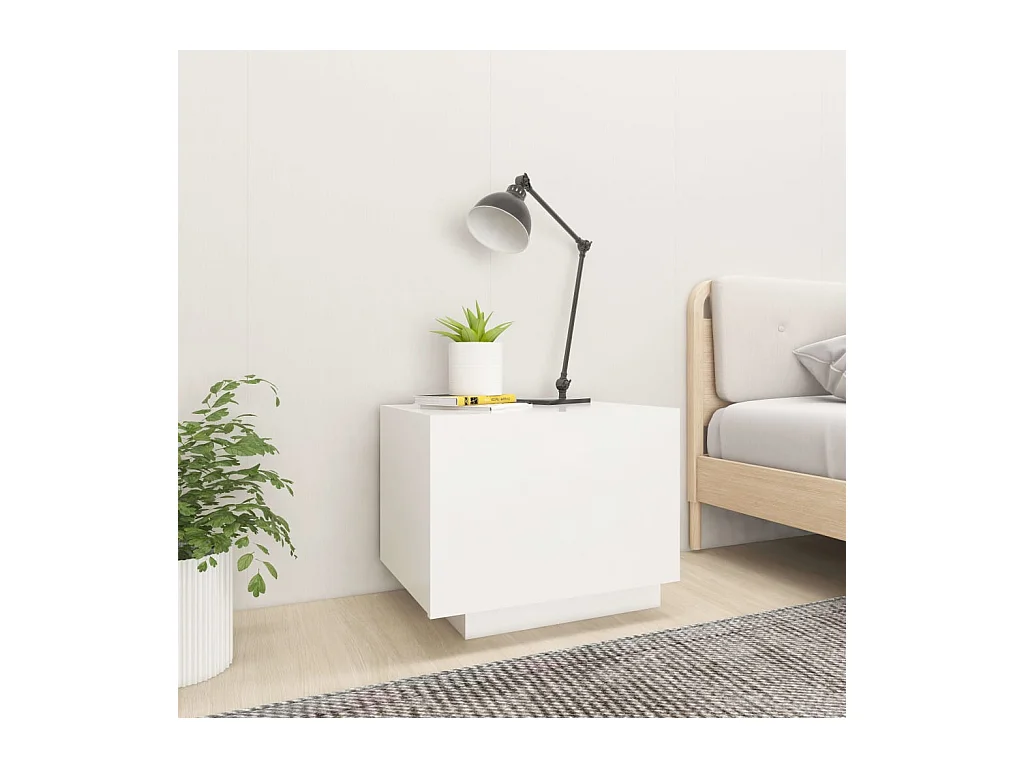 Mesita de noche | Mesilla de noche madera de ingeniería blanco 100x35x40 cm