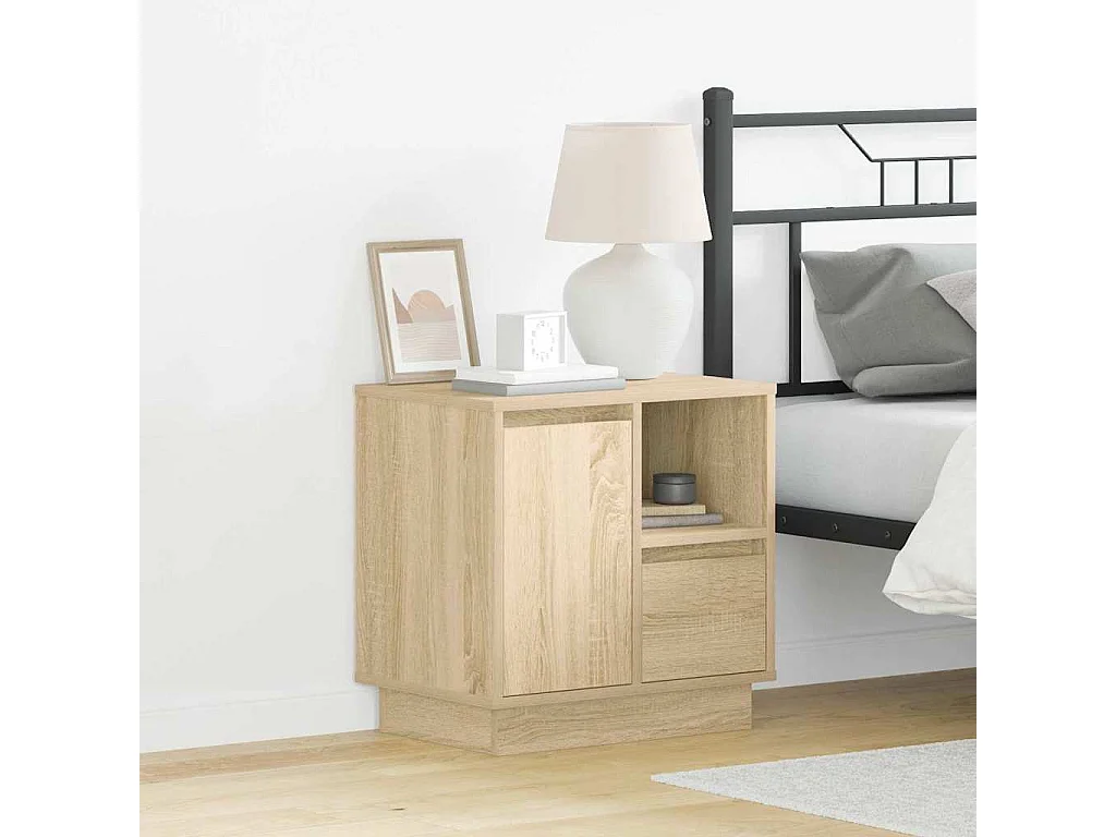 Lot de 2 Tables de chevet avec rangement Chêne sonoma 50x34.5x50 cm.