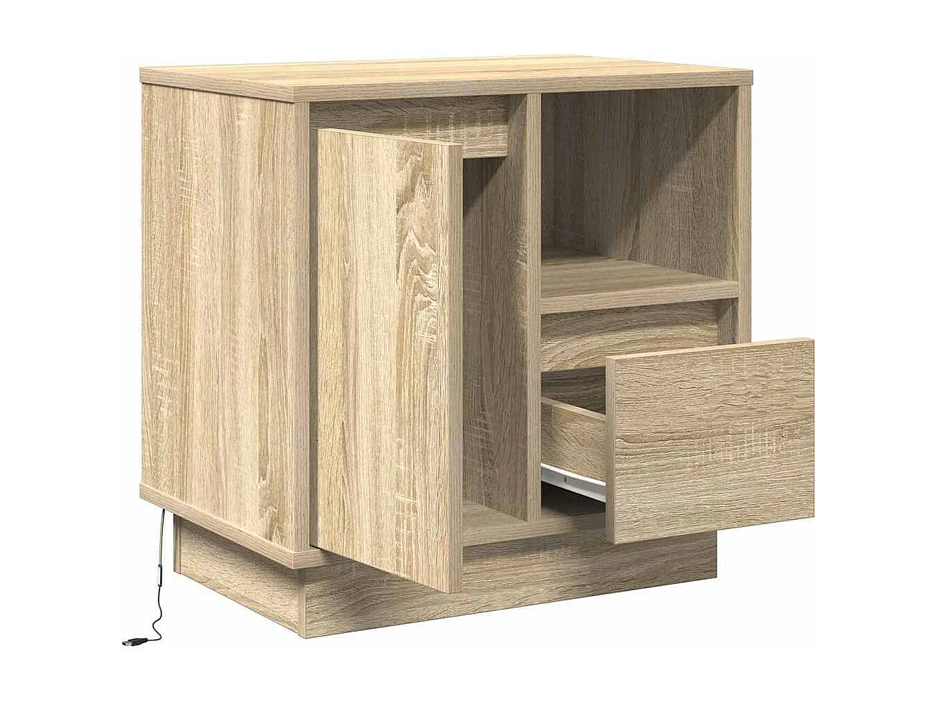 Lot de 2 Tables de chevet avec rangement Chêne sonoma 50x34.5x50 cm.