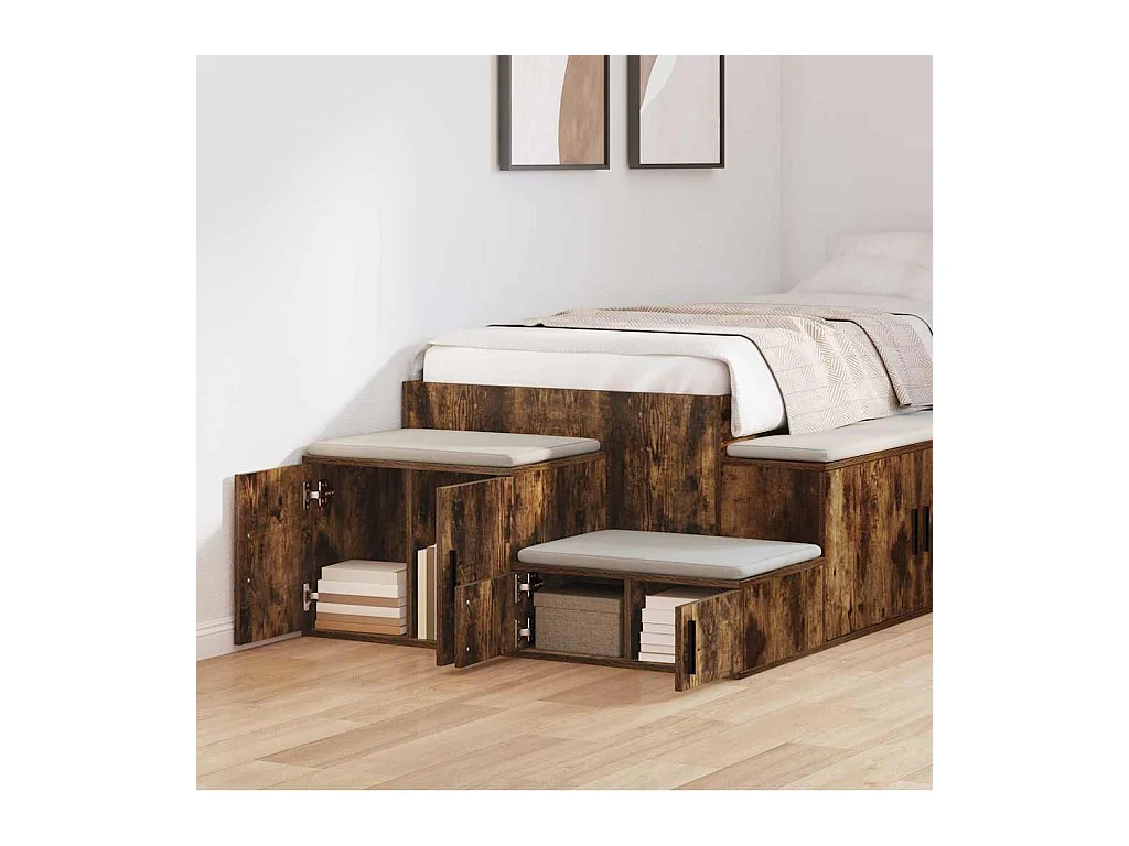 Mueble de almacenaje | Cabinete de Noche | Mesa auxiliar Roble ahumado 127x41x40 cm