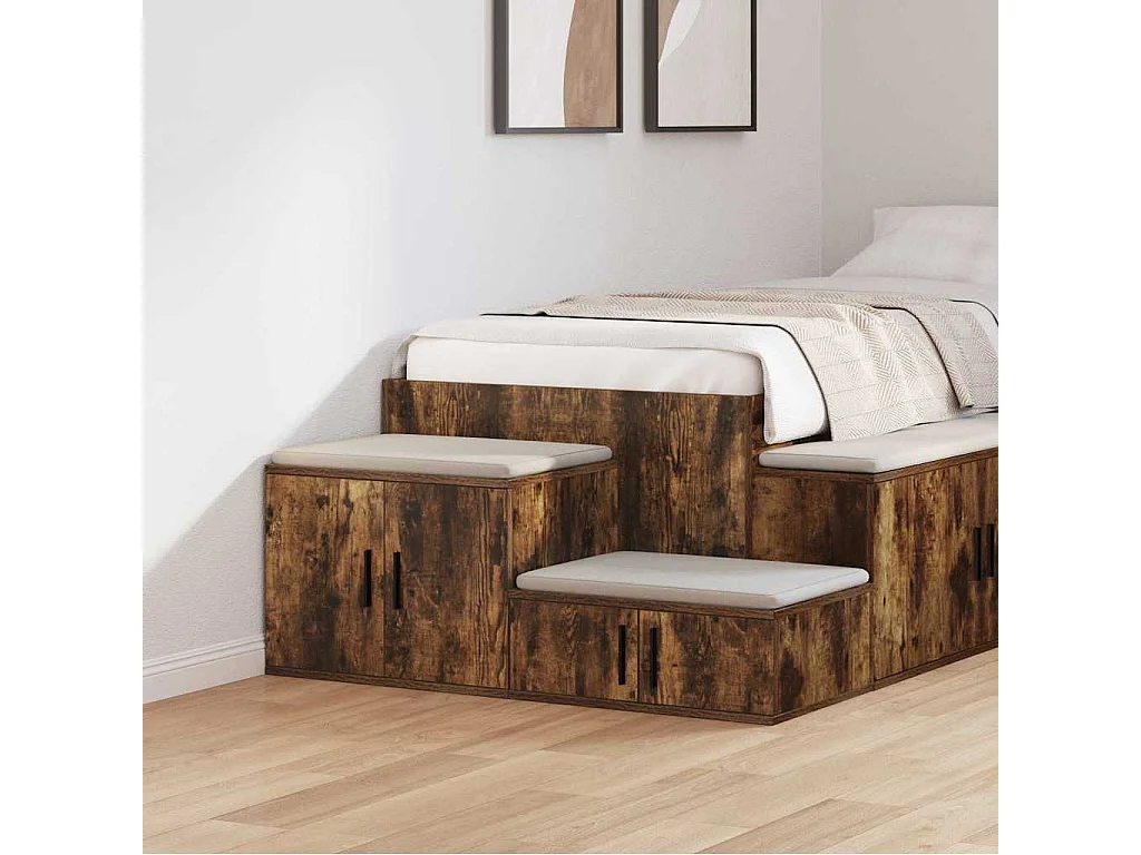 Mueble de almacenaje | Cabinete de Noche | Mesa auxiliar Roble ahumado 127x41x40 cm