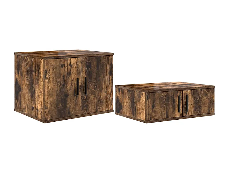 Nachtkastje | Bijzettafel Modern | Opbergkastje Gerookt eiken 127 x 41 x 40 cm Bewerkt hout