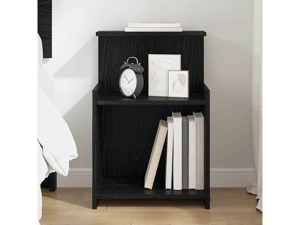 Nachttisch-Beistelltisch Schwarz Eichen-Optik 40 x 35 x 60 cm Holzwerkstoff SHL7395