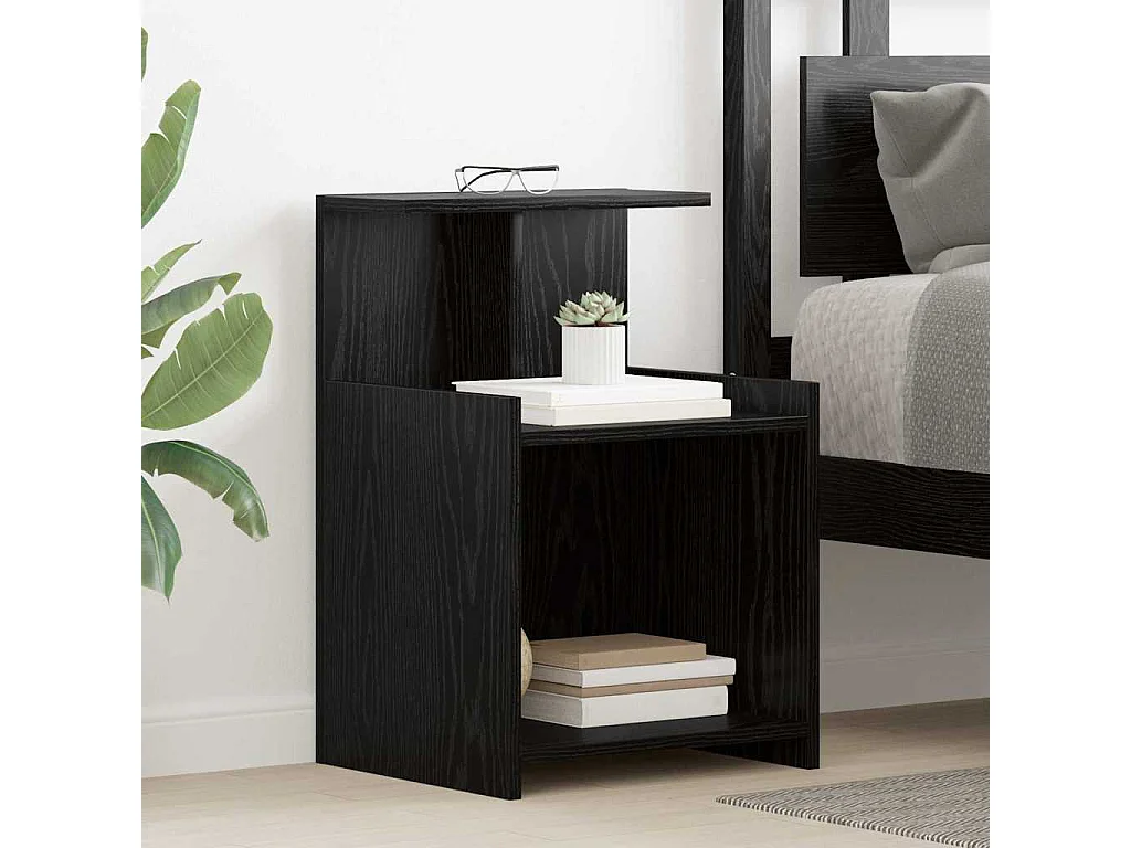 Nachttisch-Beistelltisch Schwarz Eichen-Optik 40 x 35 x 60 cm Holzwerkstoff SHL7395